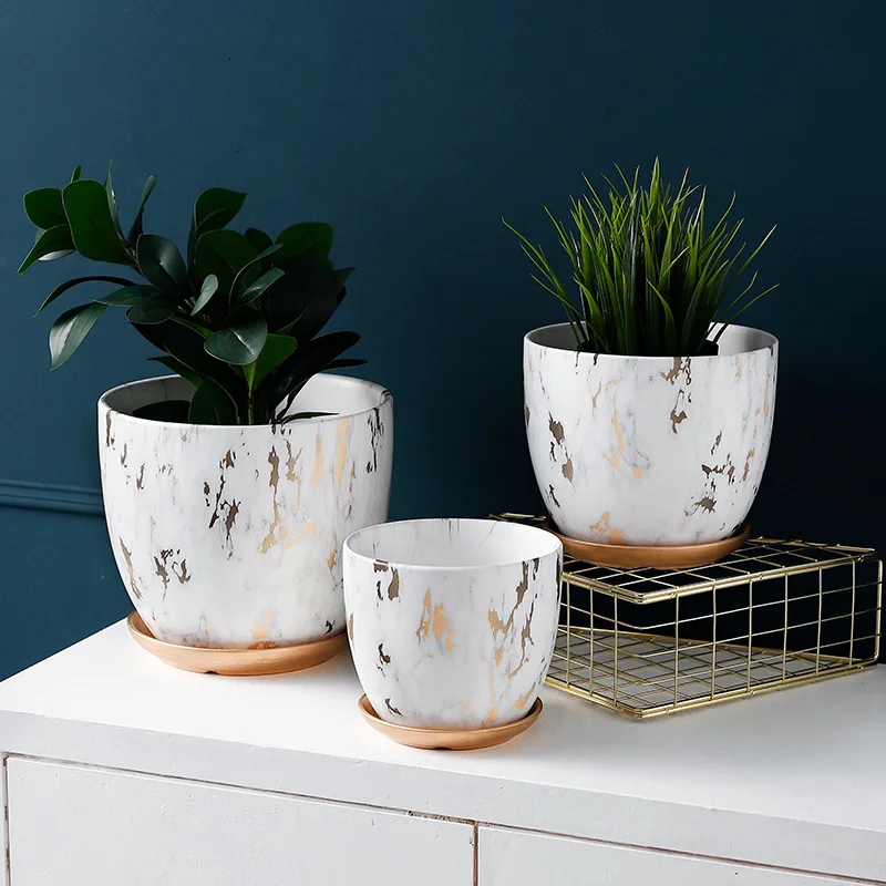 Modern Ceramic Plant Pots Flower Pot Outdoor Indoor Garden Planters Containers With Drain Hole and Saucer Home Decoration | Дом и сад