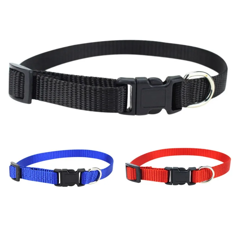 

111-48*2cmPet Solid-colored Collar Adjustable Neck Strap With Seatbelt Buckle And Leash Ring For Dogs 1
