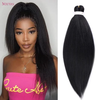 

HONYUN 26 inch 1 pack Kinky Curly Straight Pre-stretched Easy Braid Ombre Braiding Hair Crochet Hair Extensions High Temperature
