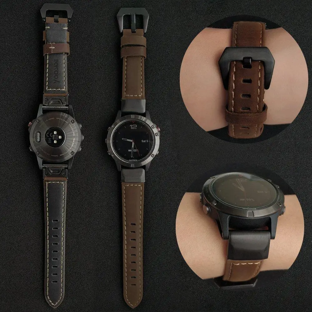 YOOSIDE Fenix 6 браслет 22 мм Quick Fit из натуральной кожи ремешок для часов Garmin Fenix 5/5 Plus/Forerunner 935/Instinct