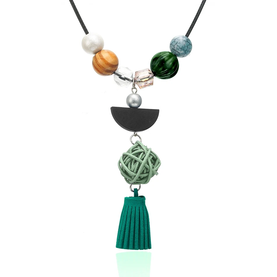 Подходящее ожерелье s& кулоны женские/массивные/бусины/длинные/женские/большие/Подвески с кисточками для женщин модные ювелирные изделия NR163 - Окраска металла: GREEN