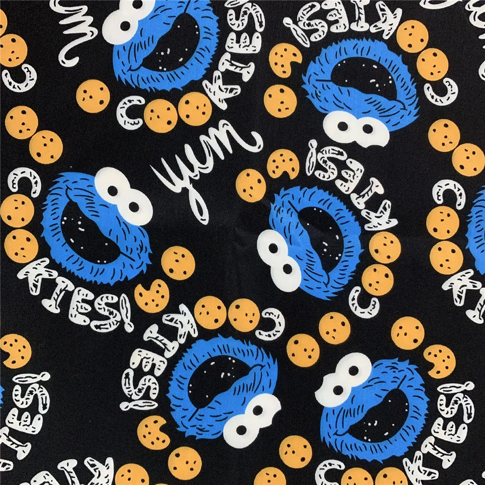 50x145cm Black Cookie Monster Polyester Cotton Fabric for baby shirt Hometextile Mask Slipcover Cushion DIY Material | Дом и сад