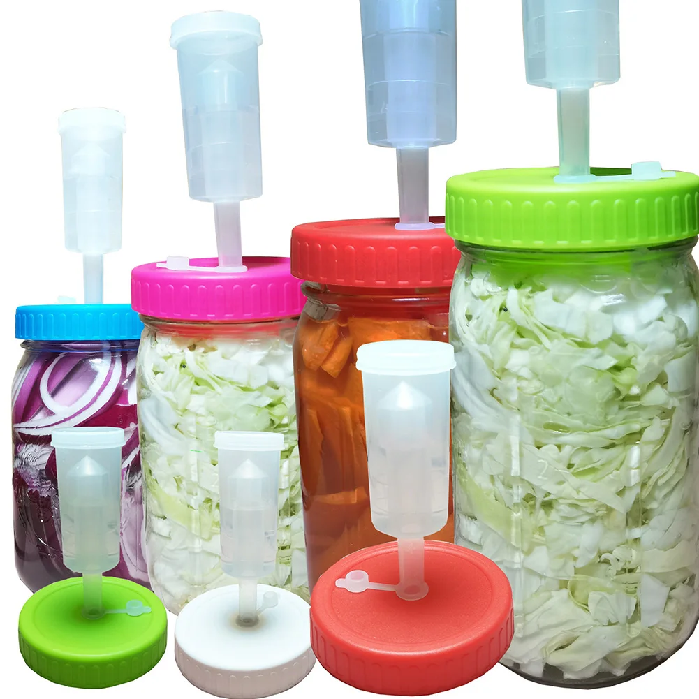Waterless Fermenting Airlock Lids Covers with One-way Exhaust Valves for Wide Mouth Mason Jar Sealed Lid Kitchen Supplies