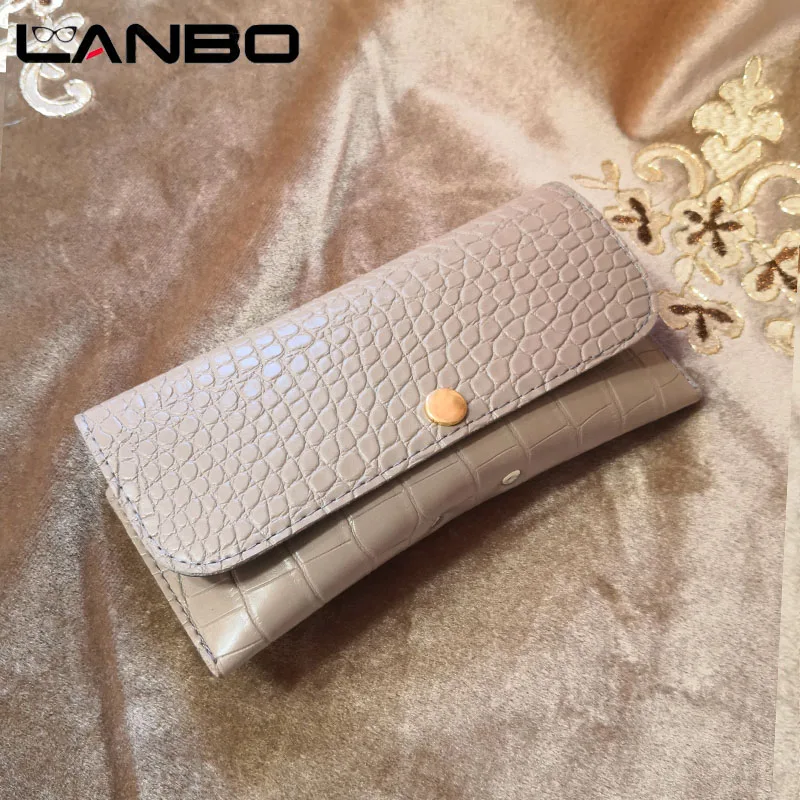 Khaki Чехол для очков Lanbo из искусственной кожи со змеиным принтом, чехол для солнцезащитных очков, держатель для очков, коробка для очков, твердая коробка для хранения солнцезащитных очков, сумка - Цвет: Khaki