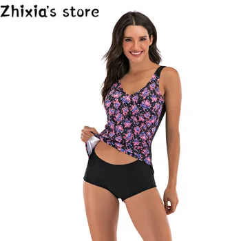 

2020 New One-Piece Swimsuit Female Printed Bathing Suit Monokini Bodysuit Beach Wear Retro Intermediate Crack Womens Swim Wear