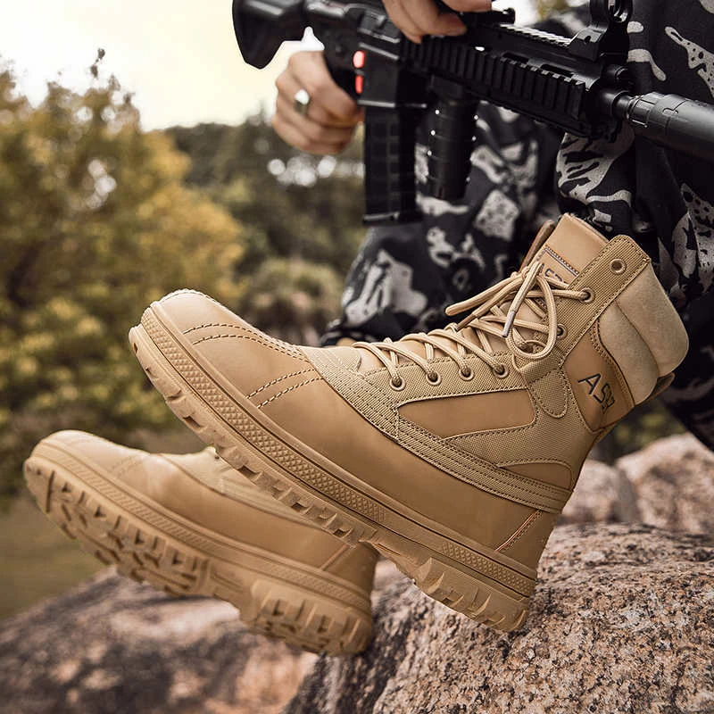 Sneackers botas militares tácticas Me'Ns para hombre, calzado de invierno con número grande, de cuero, de fieltro, para | - AliExpress