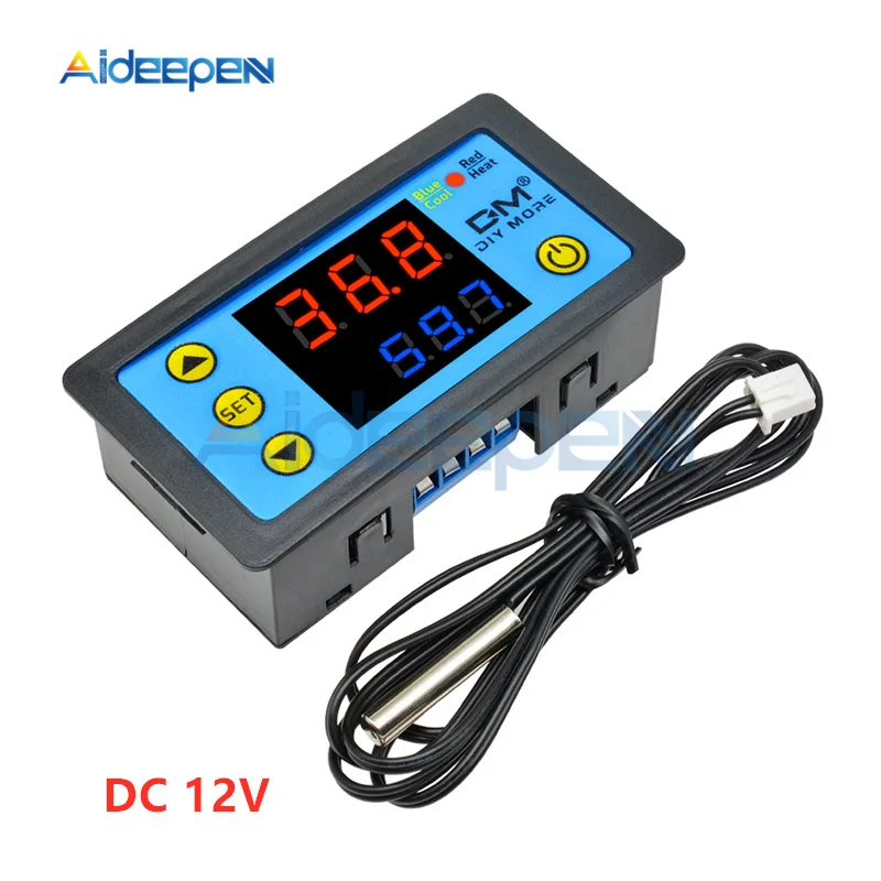 DC 12 V/24 V AC 110-220V W3231 светодиодный одинарный/двойной Дисплей цифровой Температура Управление; термостат Управление с NTC Сенсор зонд - Цвет: Dual DC 12V