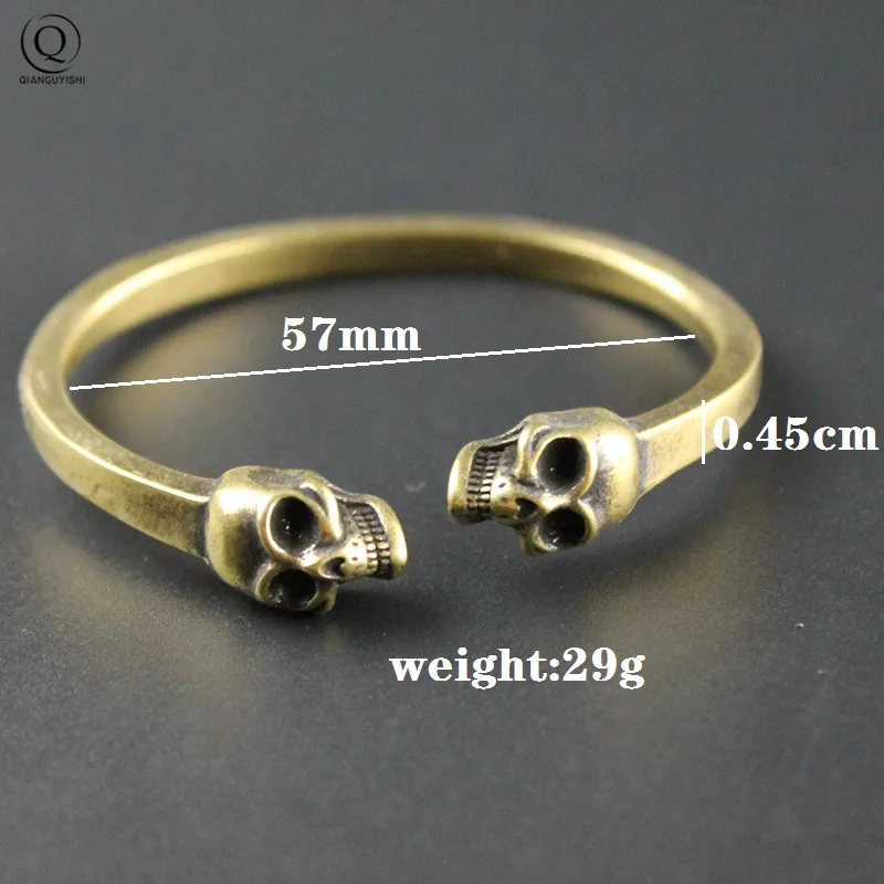 Punk Brass Skull Bangle Bracelet