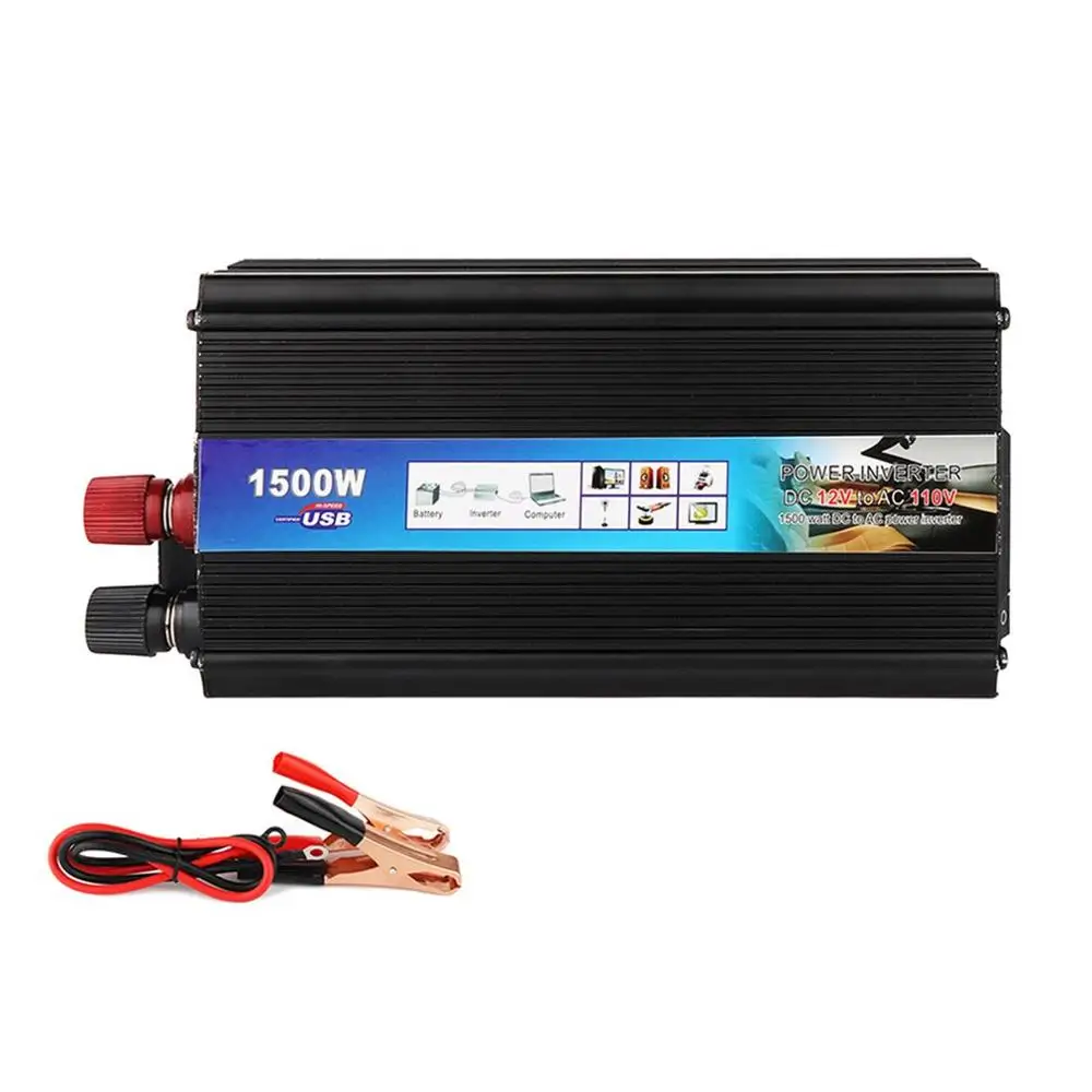 Модифицированный синусоидный инвертор DC 12 V/24 V к переменному току 220V 1500W с универсальным гнездом USB Порты и разъёмы для автомобиля на солнечной батарее Мощность инвертор - Цвет: 12V-220V