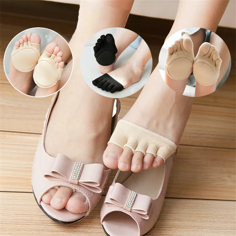 

1Pairs Women Girls Five Finger Toe Socks Low Cut No Show Invisible Ankle Socks Ladies Non Slip Half Footie Open Toe Socks