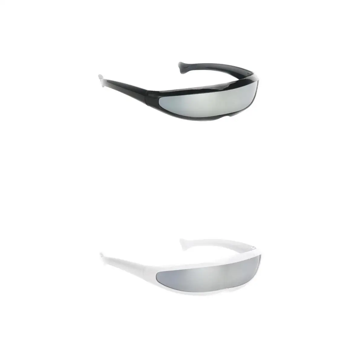 2//set Futuristic Mirrored Sunglasses Monoblock Shield Glasses Silver