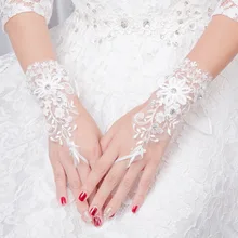 BGW Дешевые Свадебные перчатки на крючках с аппликацией на палец, короткие свадебные перчатки с кристаллами для свадебного платья, свадебные аксессуары, свадебные аксессуары