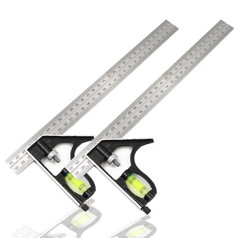 

Woodworking Ruler 45 Degrees 90 Degrees L-square Angle Steel Rulers L-Shape Esquadro with Level Triangle Ruler Measurement Guidi