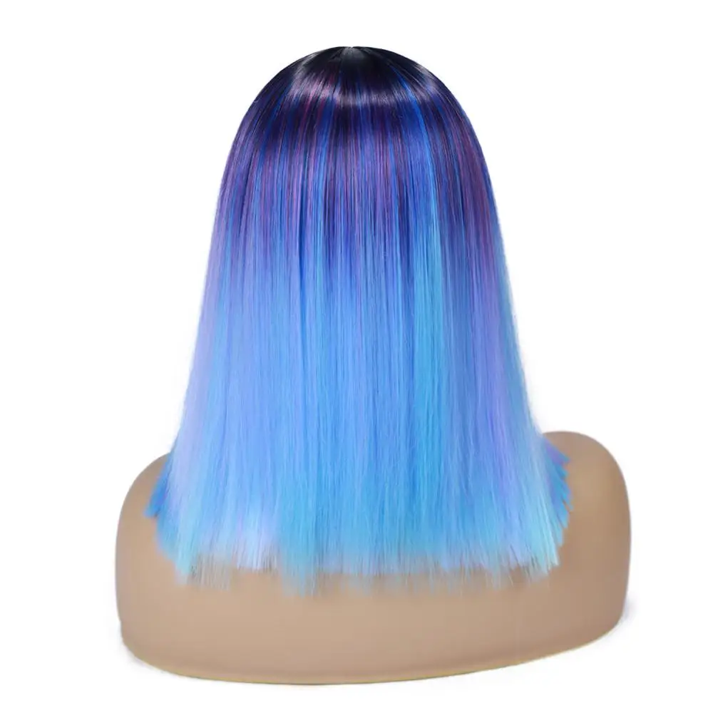 1B Blue Purple HANNE Ombre розовый/коричневый/серый прямые плеча Длинные Синтетические парики термостойкие волосы для черный/белый женщин Косплей или вечерние - Цвет: 1B Blue Purple