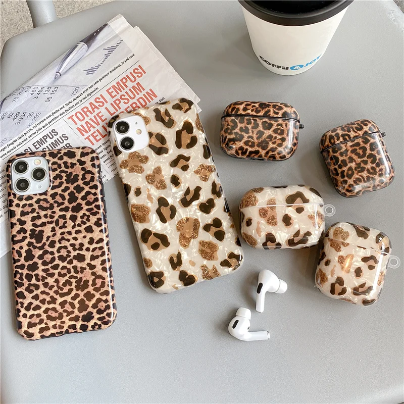 

Retro leopard spot painted Case for Apple airpods 1 2 Pro Earphone case For iphone 11 11Pro X XR XS 7 8Plus SE silicone cover