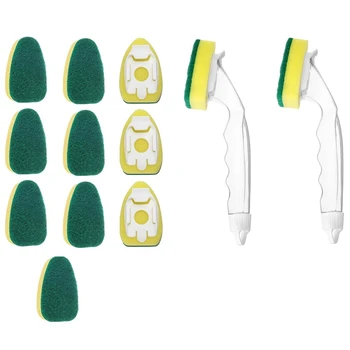 

Heavy Duty Dish Wand Sponge Brush, Non-Scratch Kitchen Scrub Brush for Dish,Sink Cleaning Sponges Handle