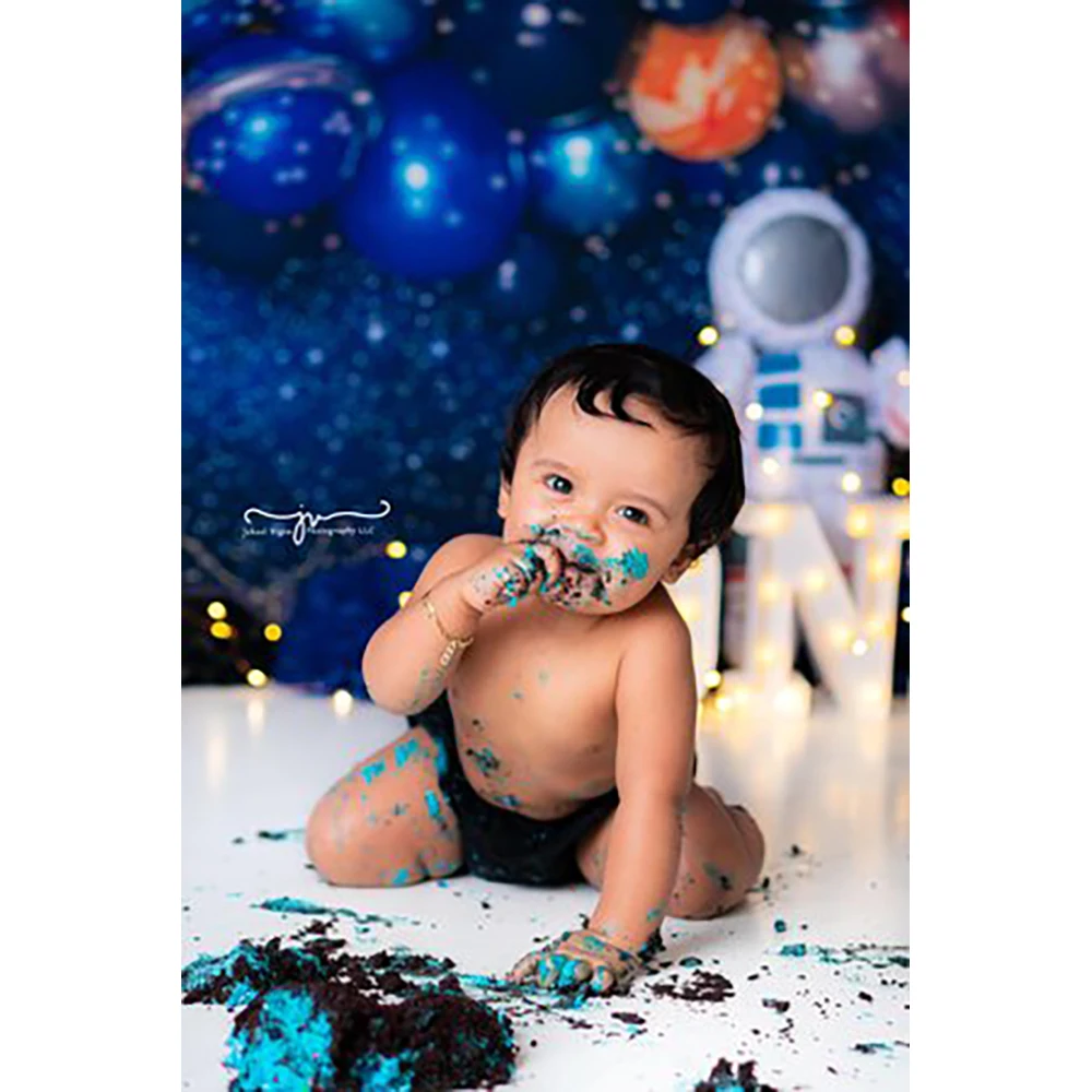 Cake Smash Photography Backdrop Space Themed Astronaut 1st Birthday Party  Decor Kid Boy Photographic Studio Photo Backgrounds - Backgrounds -  AliExpress