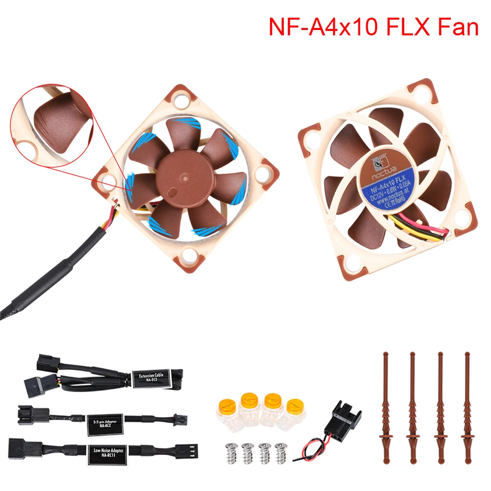 Бесшумный охлаждающий вентилятор Noctua 3700 FLX 40X40X10mm 4500 или 4010 об/мин для NF A4x10 высокое