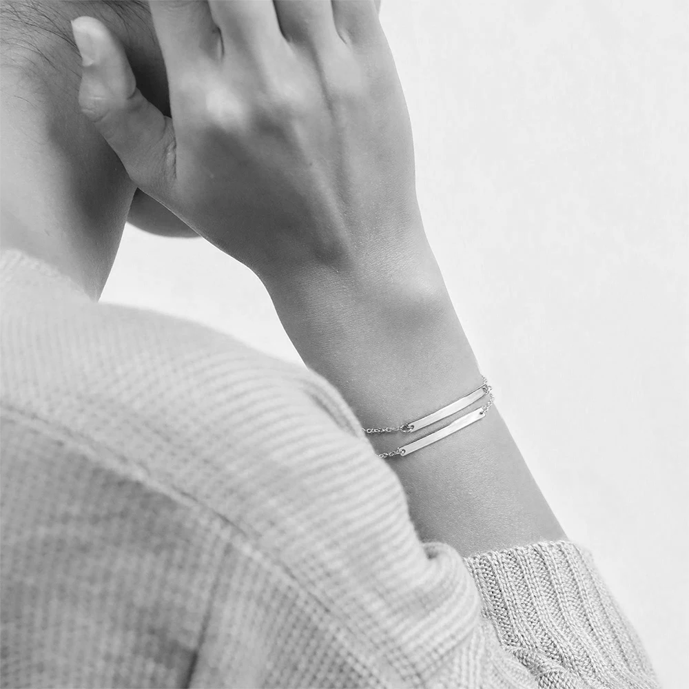 eManco 316L Stainless Steel Bracelet for women Minimalist Personalized Custom Name Bracelet Gifts for women