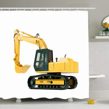 

Shower Curtain Set with Hooks 72x72 Construction Heavy Machine Excavator Isolated Grab Transport On Civil Transportation