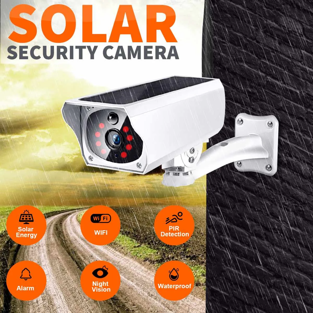  Solar WiFi IP Camera 1080P HD Outdoor Charging Battery Wireless Security Camera PIR Motion Detectio