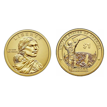 

U.S. Sakagarwi 1 dollar Coin Steel Worker 2015 100% Real Original Collection Coins Unc Genuine Coin