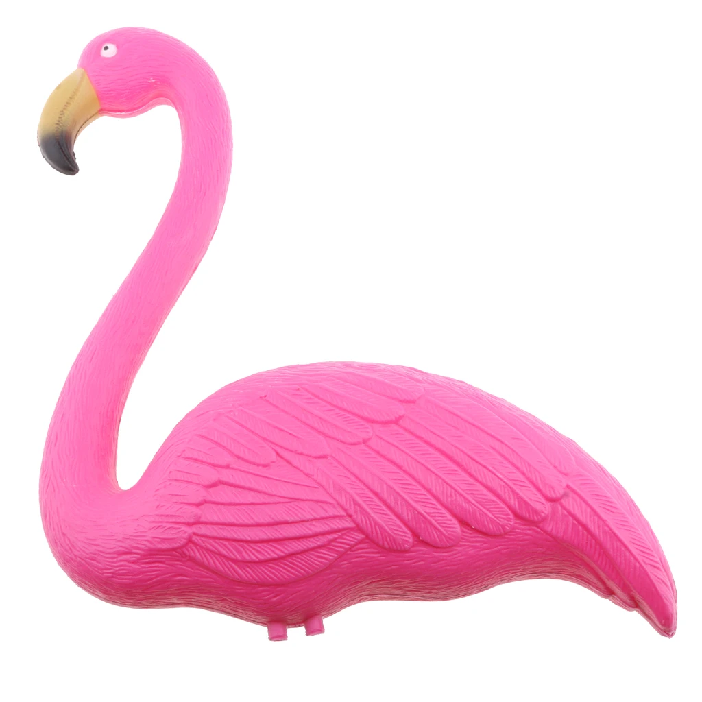 Bright Pink Flamingo Standing Pond Garden Ornament Plastic Decoy Bar Decor