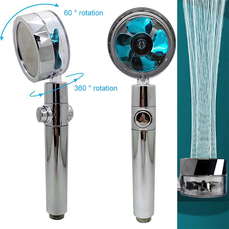 1PCS Fan Turbo Shower Head Propeller Flow 360 Rotating With Small Abs Rain High Pressure Bathroom Accessories | Обустройство дома