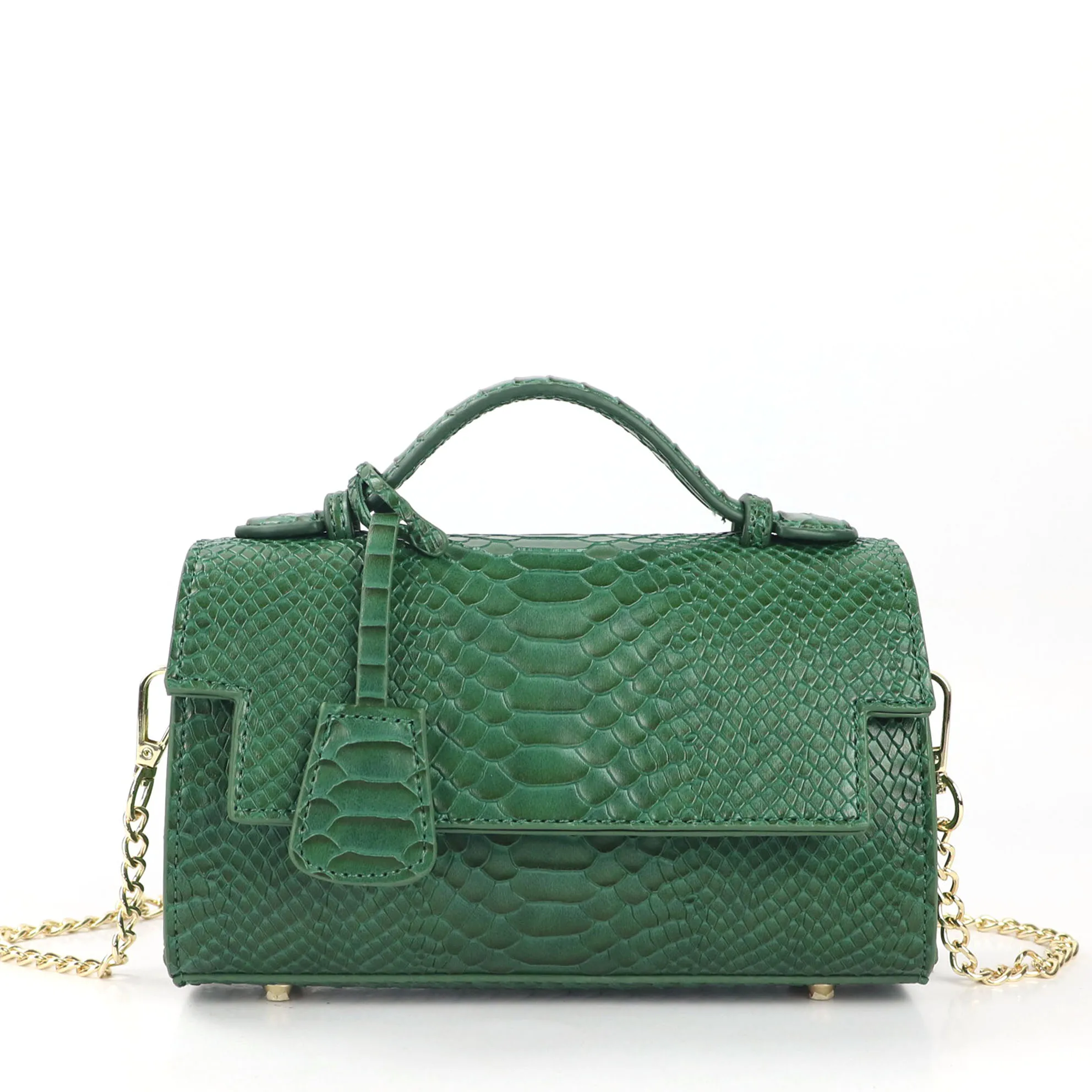 Snake Green Сумка из искусственной кожи с монограммой и буквенным узором «крокодиловая кожа», сумка через плечо на цепочке, дизайн, женские сумки на плечо, модная сумка из кожи питона - Цвет: Snake Green