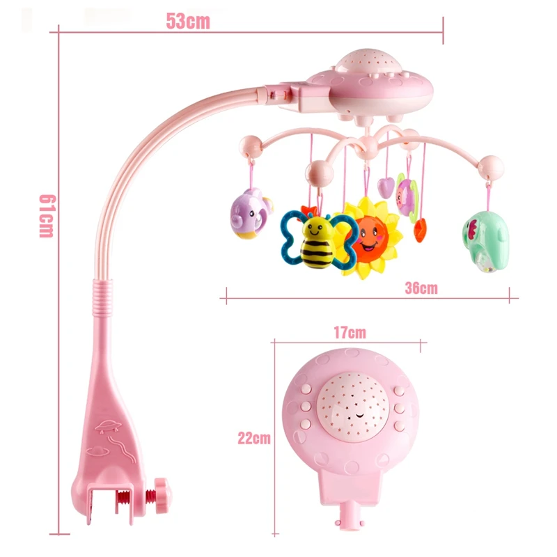 Детская погремушка, детские игрушки для 0-12 месяцев, детская кроватка, мобильная кровать, колокольчик с музыкой и небом, проекция звезд