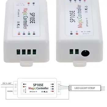 

SP105E controller Wireless Bluetooth Light Controller DC5V~24V for ws2812b WS2811 WS2801 SK6812 8806 WS2813 WS2815