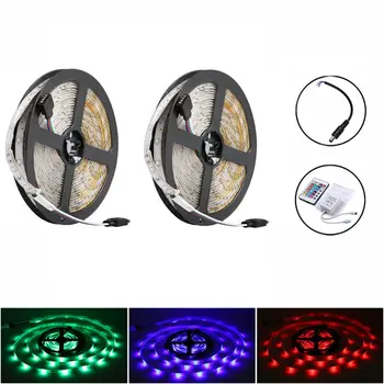 

10M 600Leds 3528 Smd Rgb 2X 5M Led Light Strip + 44 Key Ir Remote Controller