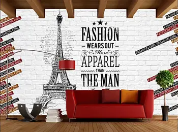 

Custom European and American brick wall hand-painted fashion background wallpaper mural