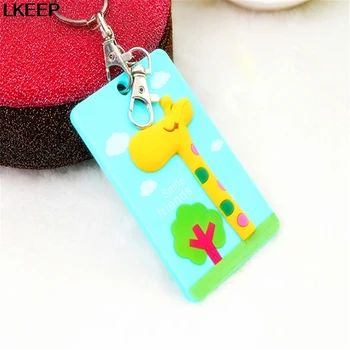 

Animal Pattern Portable Bus Card Cover High Quality Keychain Silicone Cute Cartoon Student Card Holder Business Card ID Holders