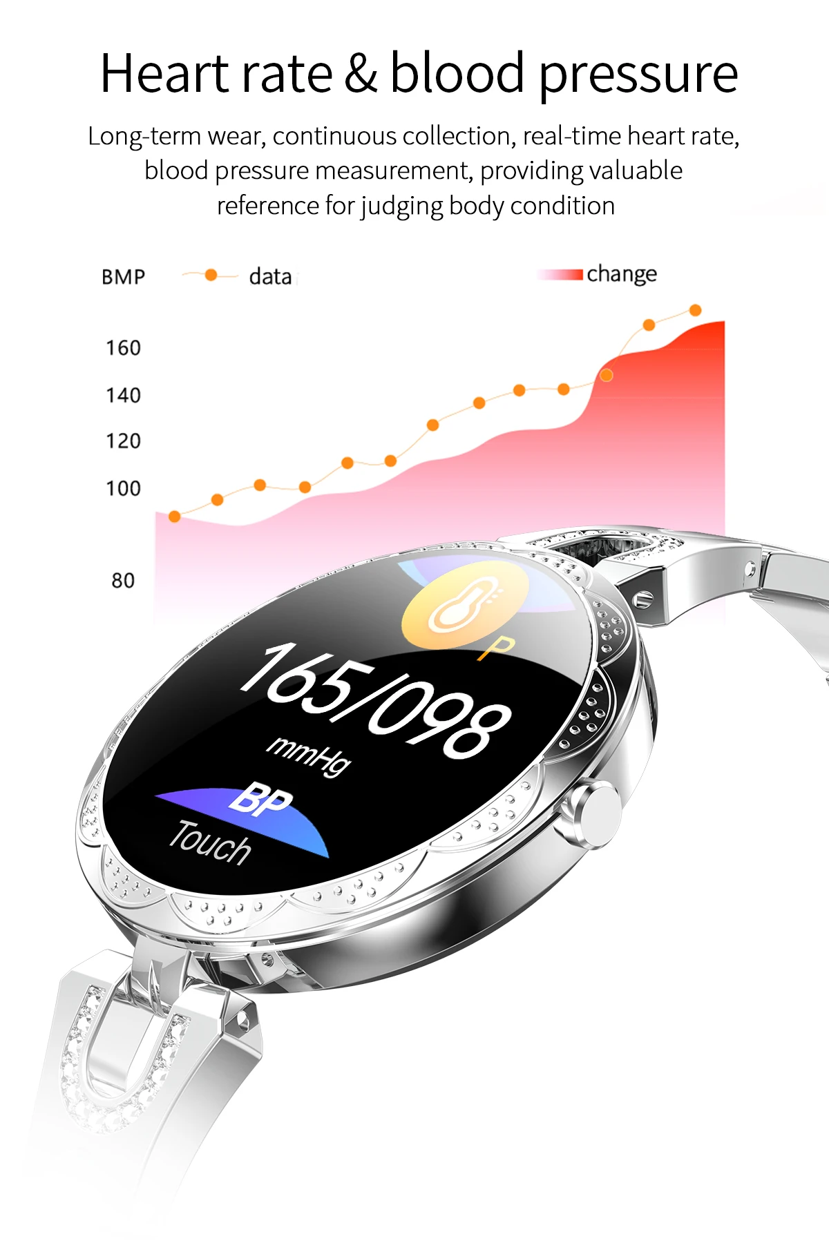 696 AK15 Woman's Smart Bracelet Heart rate Blood pressure Sleep Quality detection Pedometer IP67 Waterproof fashion Smart Watch
