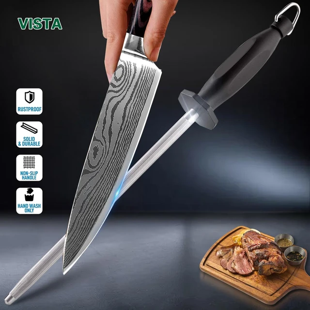 Stainless Steel Sharpener Rod, Stainless Steel Chef Knife