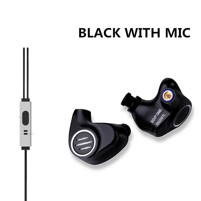 Black with mic BGVP DMS 1DD+ 6BA 6BA+ 1DD гибридные наушники в ухо HiFi монитор IEM металлические аудиофиловые наушники DMG DM6 DM7 DS1 DX3 AS16 T2 ZS10 - Цвет: Black with mic
