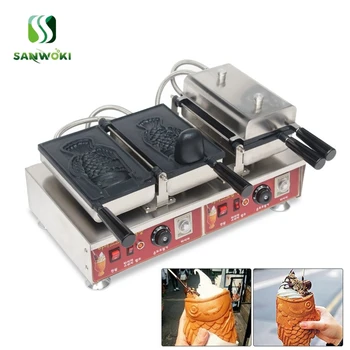 

Commercial Electric open mouth Fish shape waffle maker machine Non-stick Ice Cream Cone Waffle Maker Ice Cream Taiyaki machine