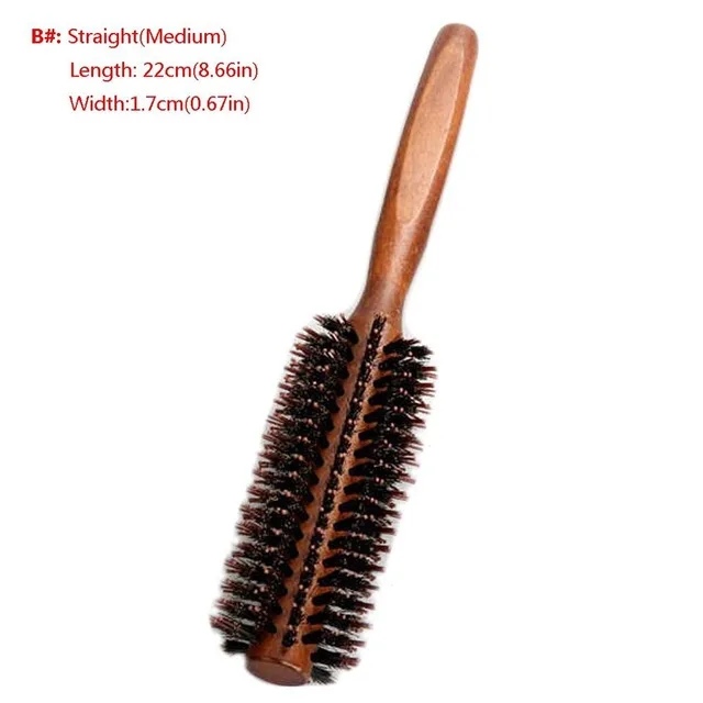 6 видов прямой саржевый гребень для волос, натуральная щетина кабана, прокатная щетка, Круглый баррель для завивки волос, инструмент для укладки волос DIY - Цвет: B