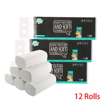 

12 Rolls/Lot 4 Layers Home Bath Kitchen Tissue Roll Coreless Toilet Paper Toilet Paper Comfortable Wood Pulp Toilet Roll Paper