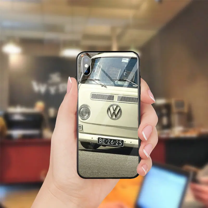 Чехлы для телефонов из закаленного стекла чехол для iPhone 5 5S SE 8 7 6 6S Plus X XR XS Max, чехлы для Volkswagen Vw T1, розовые, синие, для микроавтобуса