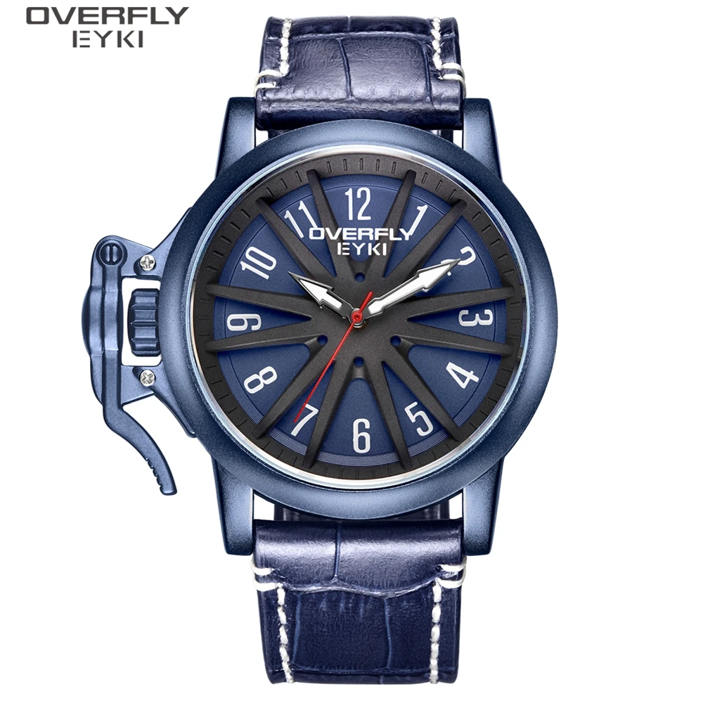 Black Blue EYKI Топ мужские роскошные часы мужские Модные Повседневные Спортивные кварцевые наручные часы водонепроницаемые часы Relogio Masculino Box - Цвет: Black Blue