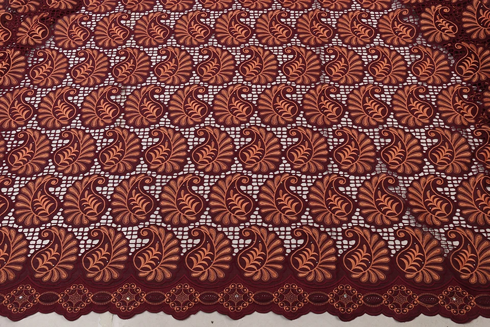 2019 Swiss Voile Lace In Switzerland High Quality African 100%Cotton Lace Fabric With Stone Nigerian Every Dress Party QF3171B-2