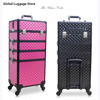 

Women large capacity Trolley Cosmetic case Rolling Luggage bag,Nails Makeup Toolbox,Multi-layer Beauty Tattoo Trolley Suitcase