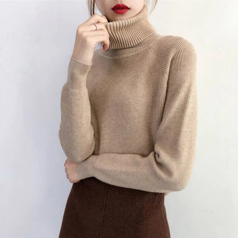 

2019 Autumn Winter Women Turtleneck Sweater Knitted Women Pure Color Slim Fit Camel Sweater And Pullovers Pull Femme Tricot