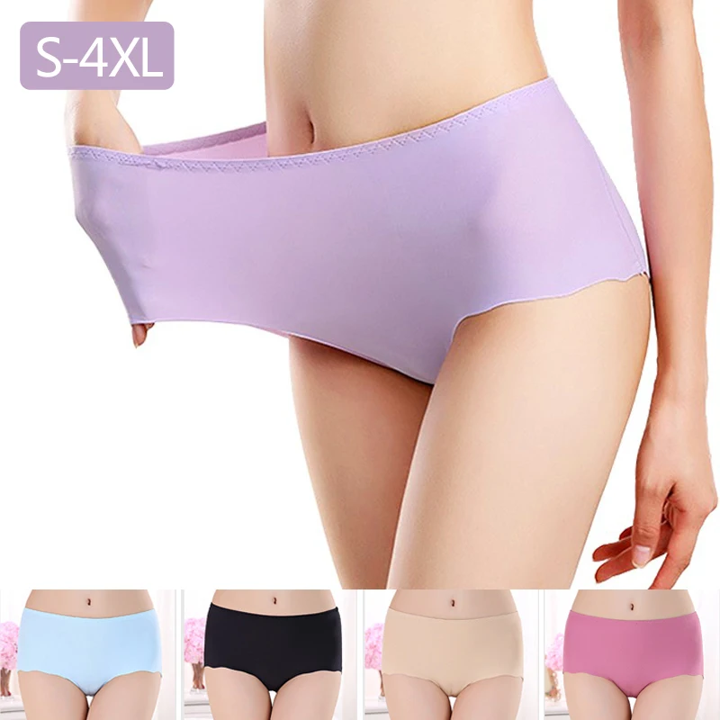 

S-4XL Plus Size Women'S Briefs Comfortable Seamless Cotton High Waist Underwear Women Sexy Intimates Ultra-Thin Panties S-4Xl