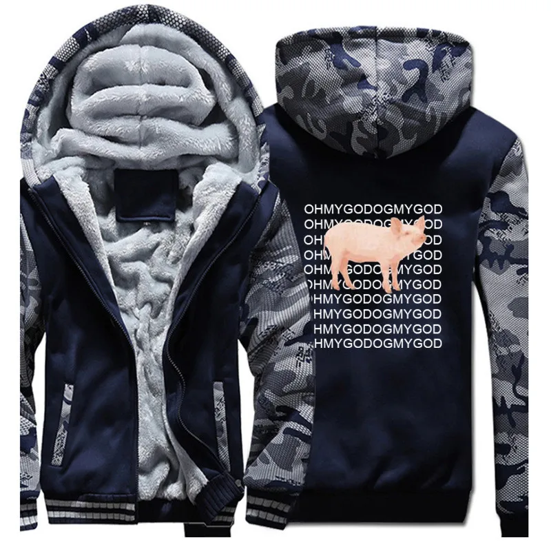 Новинка Oh My God PigFashion принт зимние толстовки на молнии толстовки утепленные Harajuku заказное удобное пальто куртка - Цвет: 9
