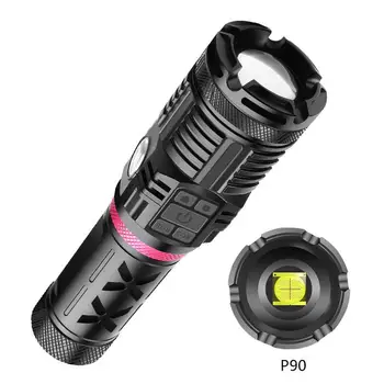 

LED Flash Light XHP90+COB+Red Blue Green Light Multifunction Flashlight