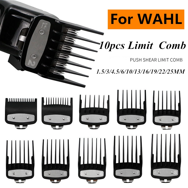 

10PCS Professional Cutting Guide Comb Hair Clipper Limit Comb with Metal Clip For WAHL 1.5/3/4.5/6/10/13/16/19/22/25MM G0717