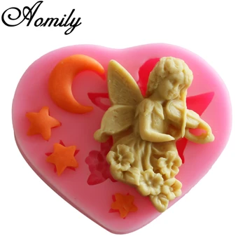 

Aomily Heart Angel Shape Chocolate Mold Silicone Molds Star Moon Patten Fondant Cake Decorating Tools Candy Mold Bakery Tools